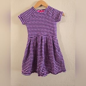 Cat & Jack, Purple Pink/Navy Striped Casual Dress, Size Medium (7/8)